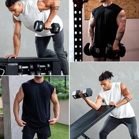 3 Pack Men's Cotton Gym Tank Tops Workout Sleeveless (NEW) - Picture 8 of 16